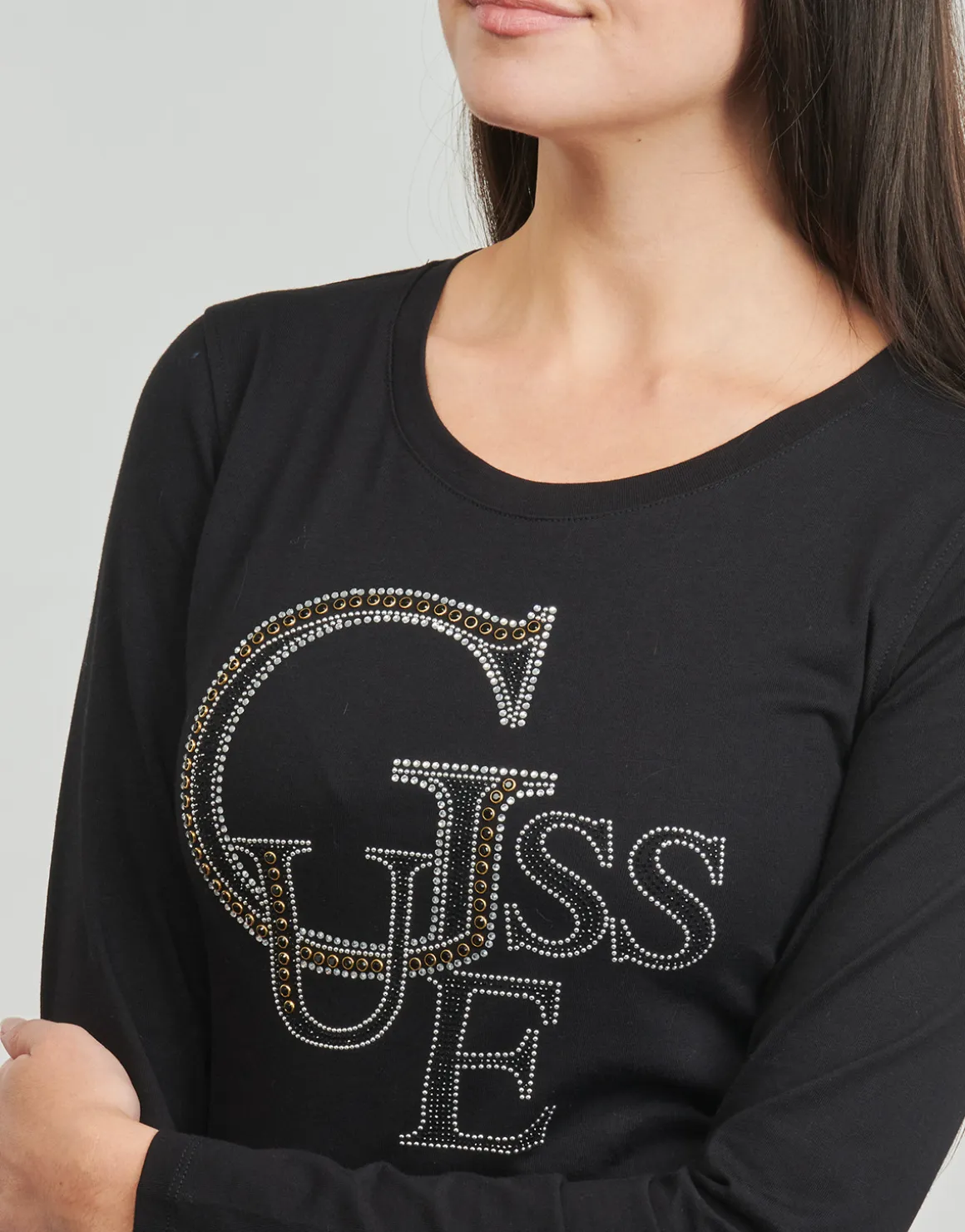 Guess - LS RN GUESS STUDDED LOGO TEE
