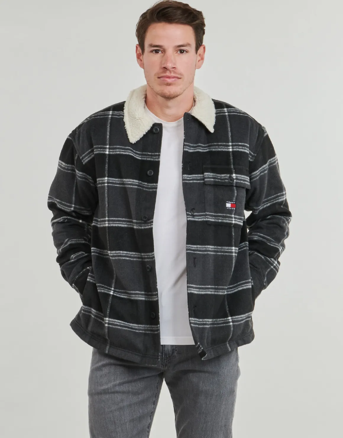 Tommy Jeans - TJM CHECK SHERPA OVERSHIRT EXT